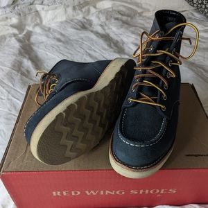 Red Wing navy suede moc toe boots EUC rare!
